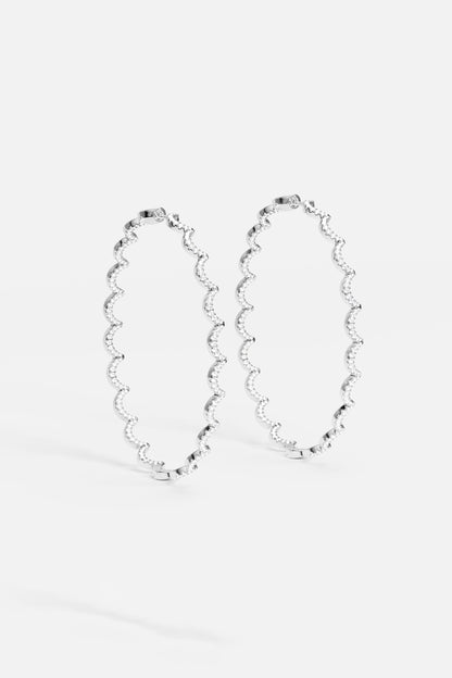 Wavy Silver Hoop Earrings - Large