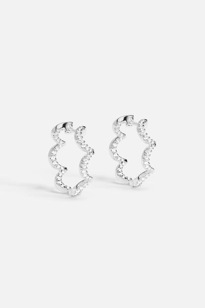 Wavy Silver Hoop Earrings - Small