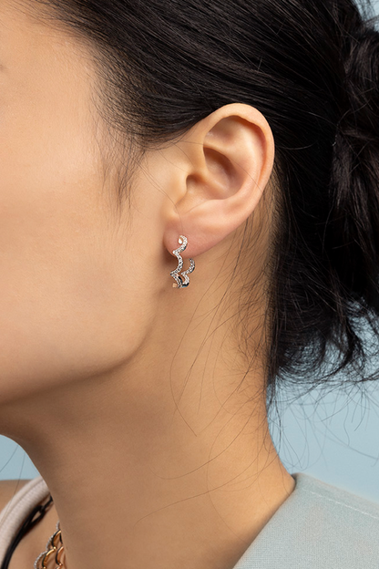 Wavy Silver Hoop Earrings - Small