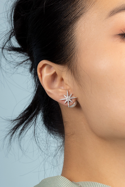 Météorites Silver Stud Earrings with Pearl