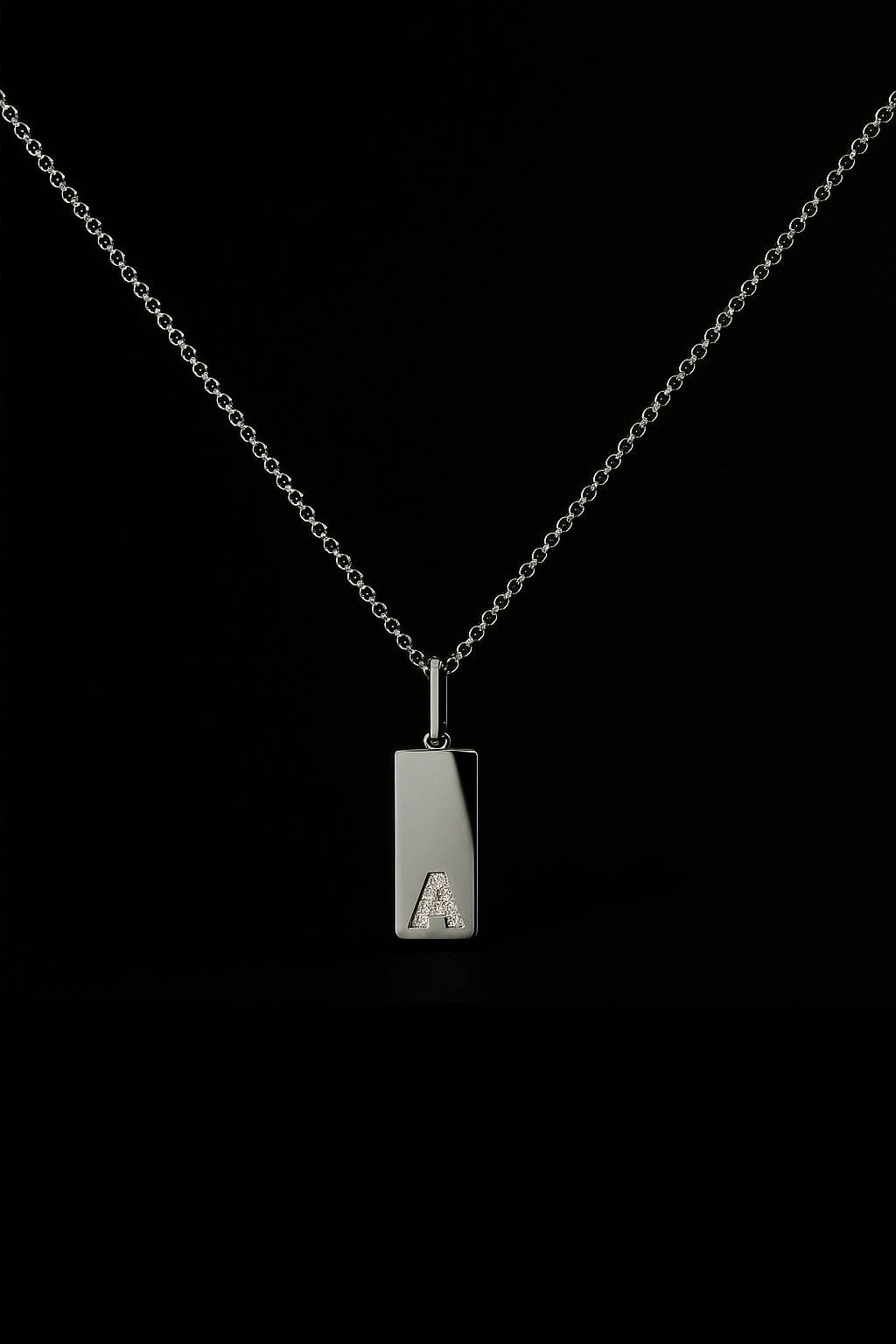Alphabet Plate Necklace Silver