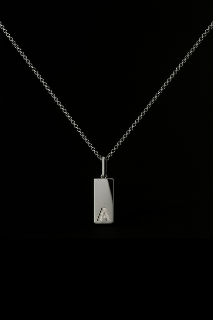 Alphabet Plate Necklace Silver