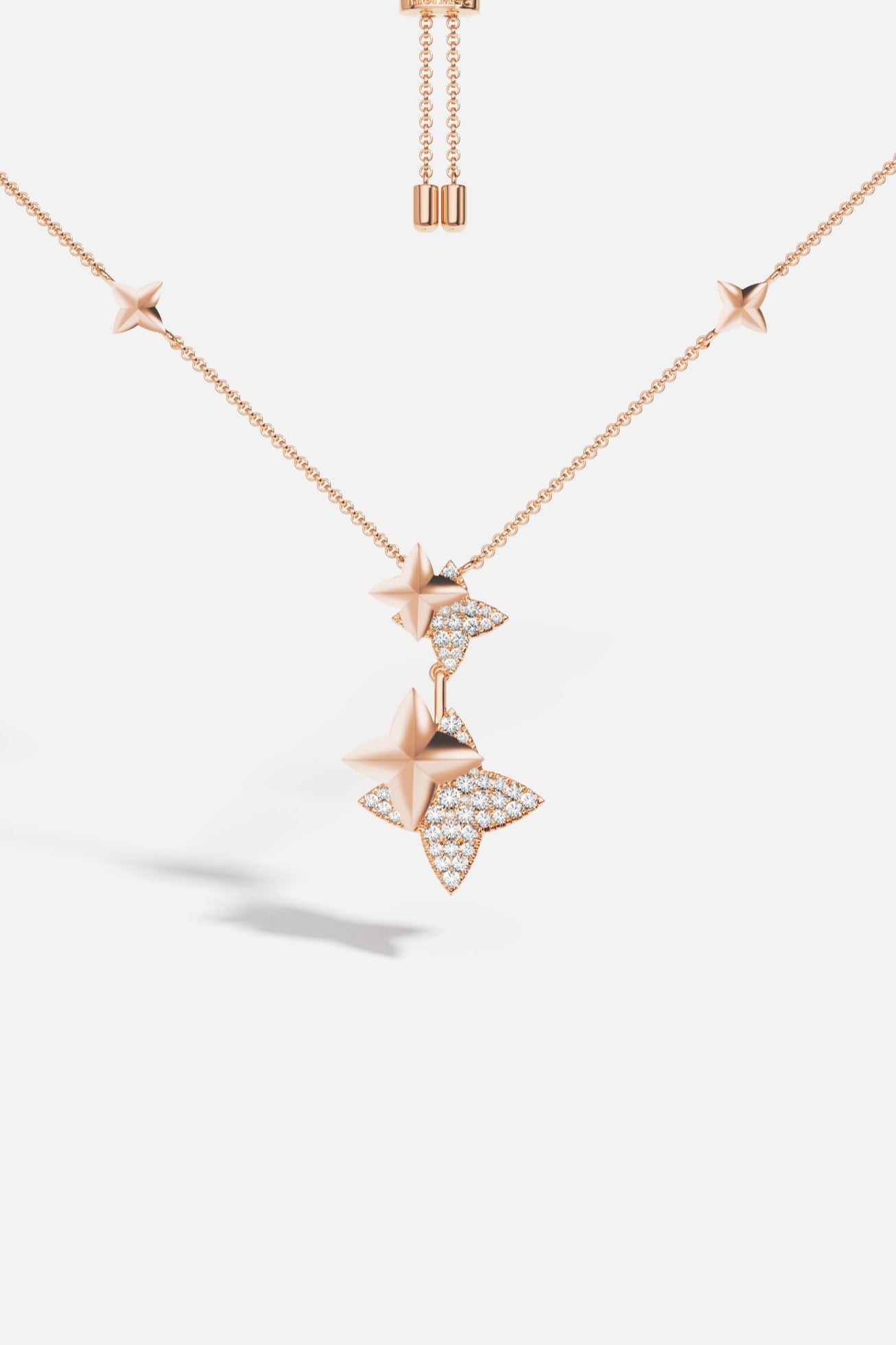 Double Météorites Rose Gold Adjustable Necklace