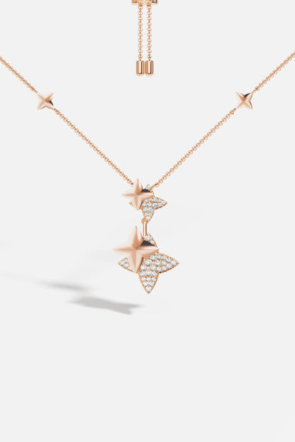 Double Météorites Rose Gold Adjustable Necklace