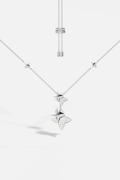 Double Météorites Silver Adjustable Necklace