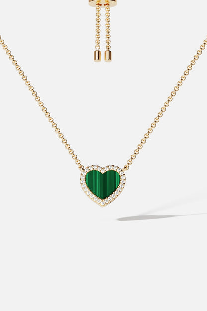 Mini Malachite Heart Adjustable Necklace