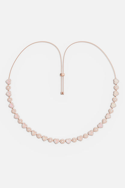Pink Nacre Heart & Dot Adjustable Necklace