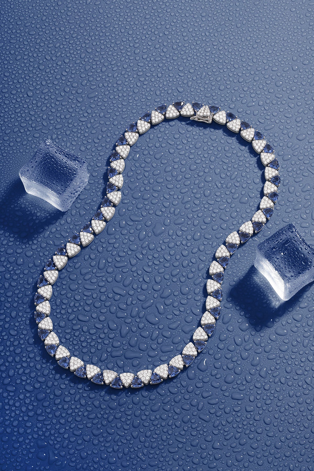 White & Blue Triangle Choker