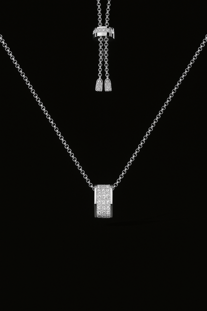 Adjustable Necklace with Pavé Ring Pendant