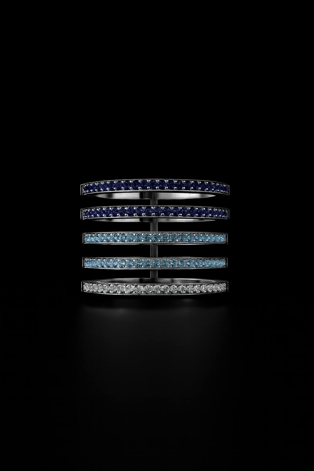 Aqua Linear Pavé Ring