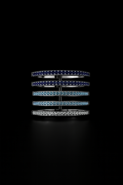 Aqua Linear Pavé Ring