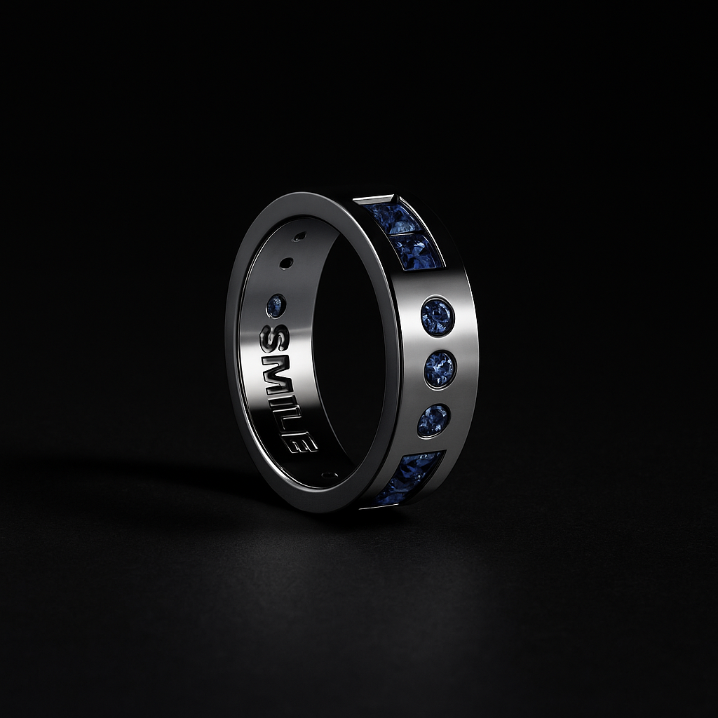 Blue Smile Morse Code Ring