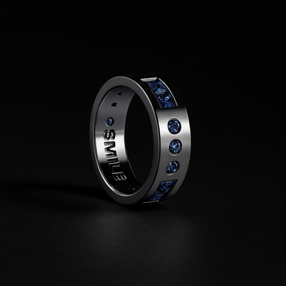 Blue Smile Morse Code Ring
