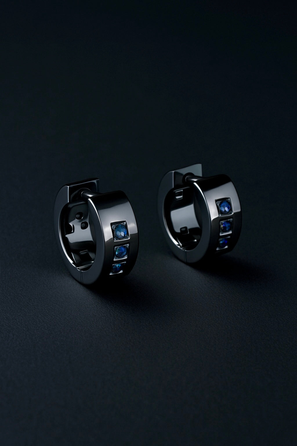 Blue LOVE Morse Code Huggie Earrings