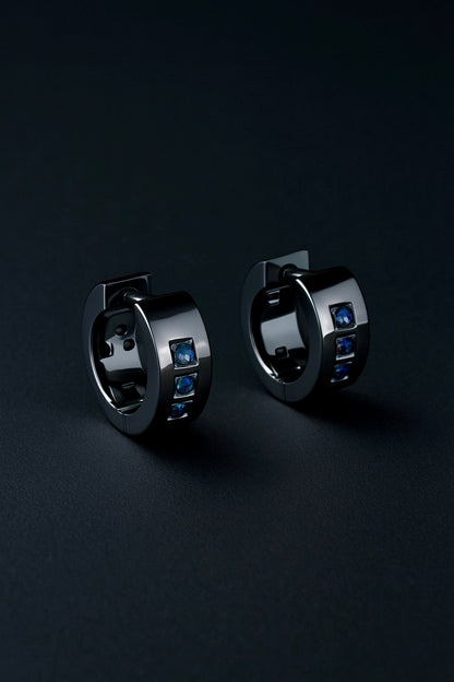 Blue LOVE Morse Code Huggie Earrings