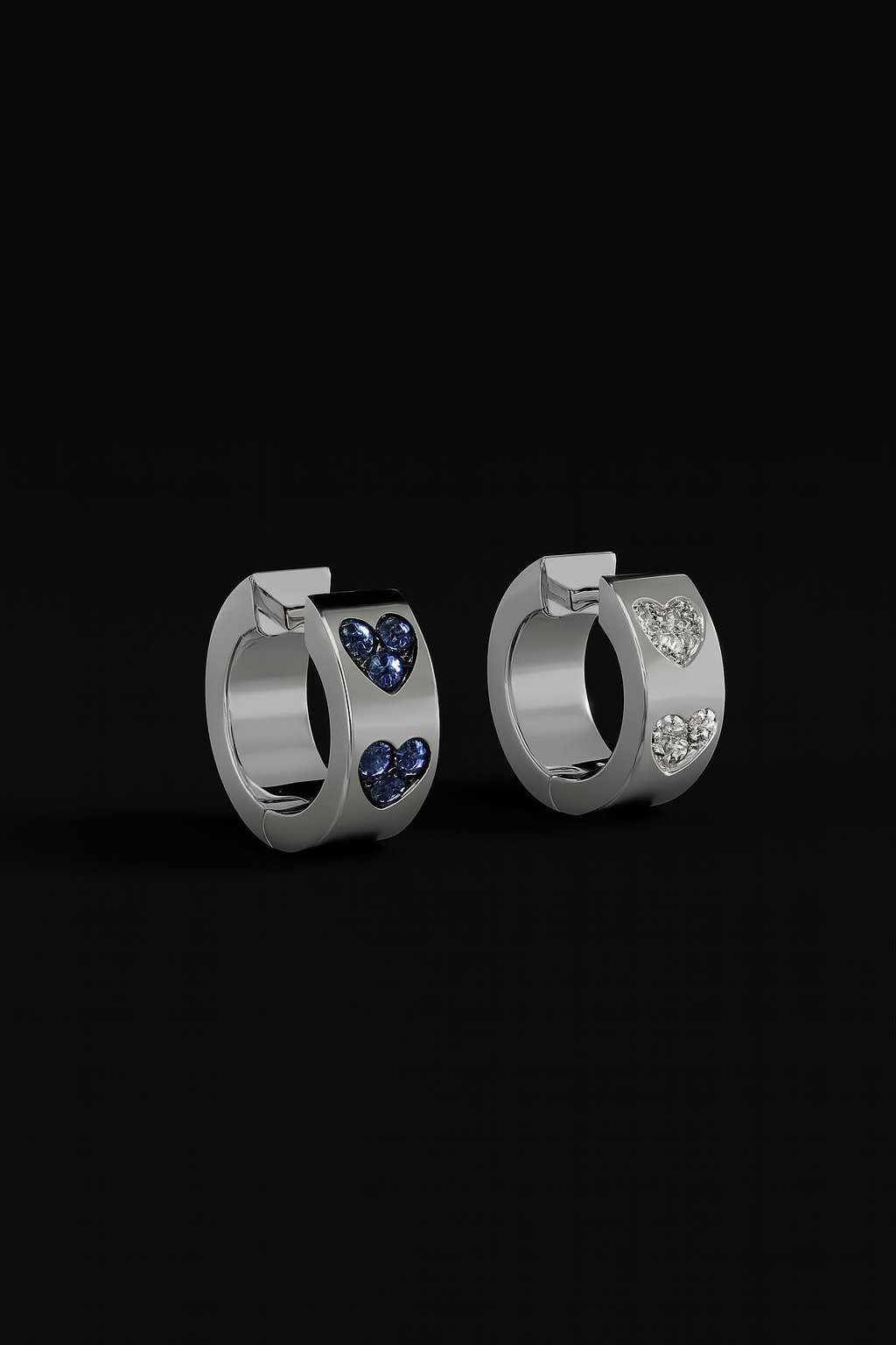 Blue & White Heart Huggie Earrings