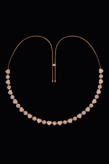 Pink Nacre Heart & Dot Adjustable Necklace