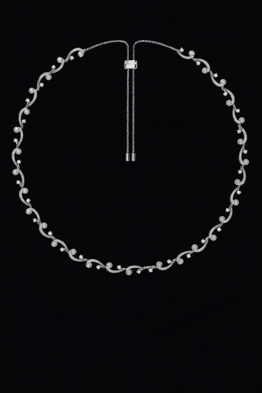 Flower Adjustable Necklace with Pearls