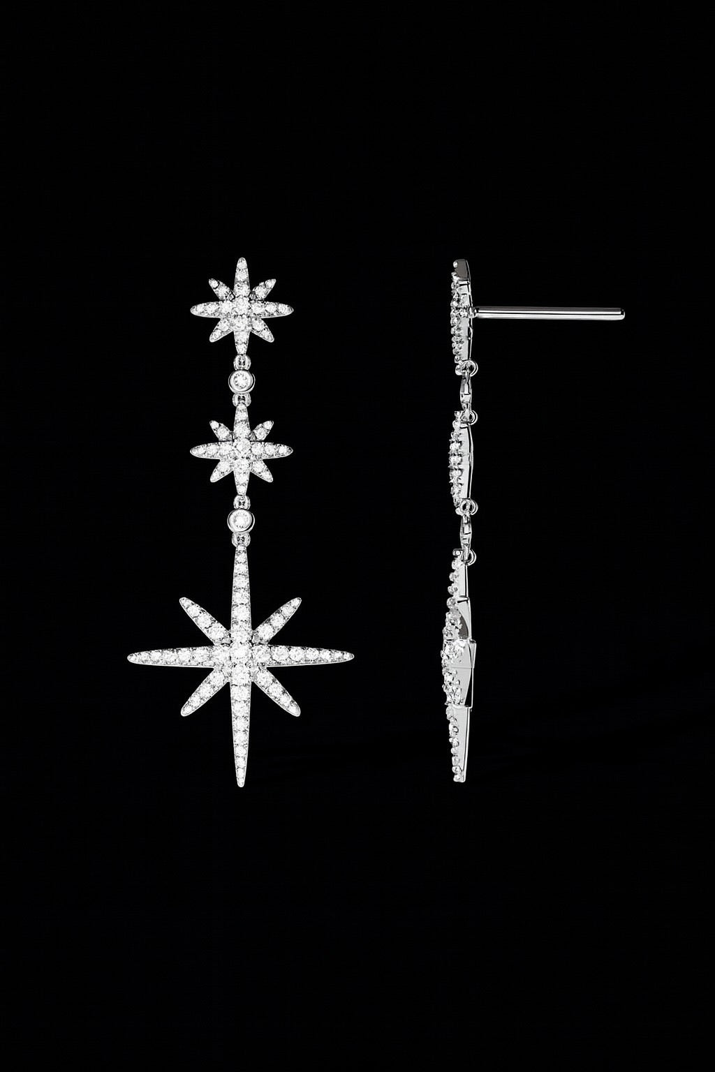 Triple Météorites Drop Earrings