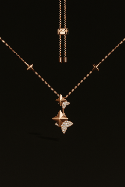 Double Météorites Rose Gold Adjustable Necklace