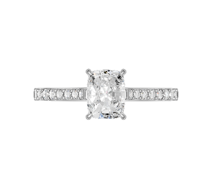 Elongated Cushion Diamond Shoulder Ring
