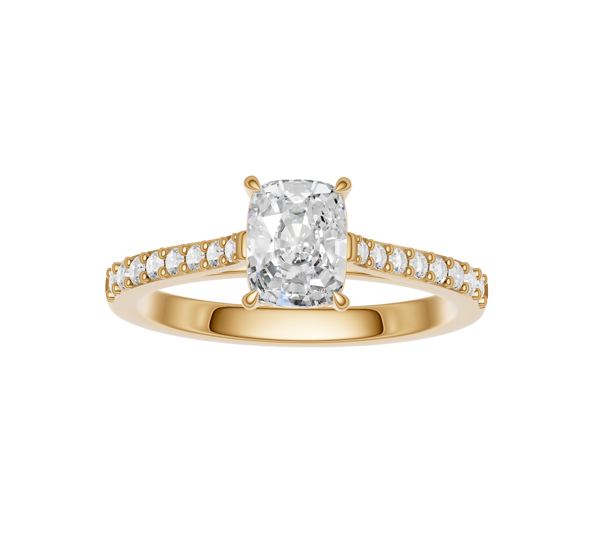 Elongated Cushion Diamond Shoulder Ring