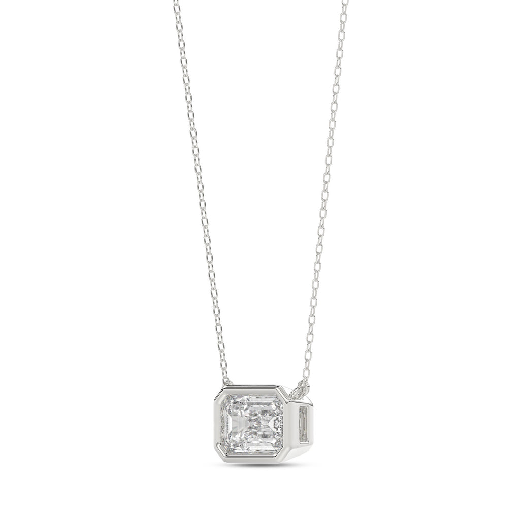 Emerald Bezel Diamond Necklace