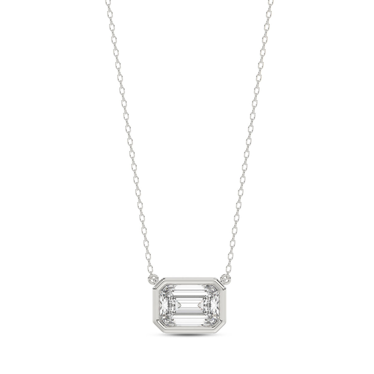 Emerald Bezel Diamond Necklace
