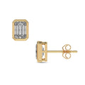 Emerald Bezel Diamond Stud Earrings