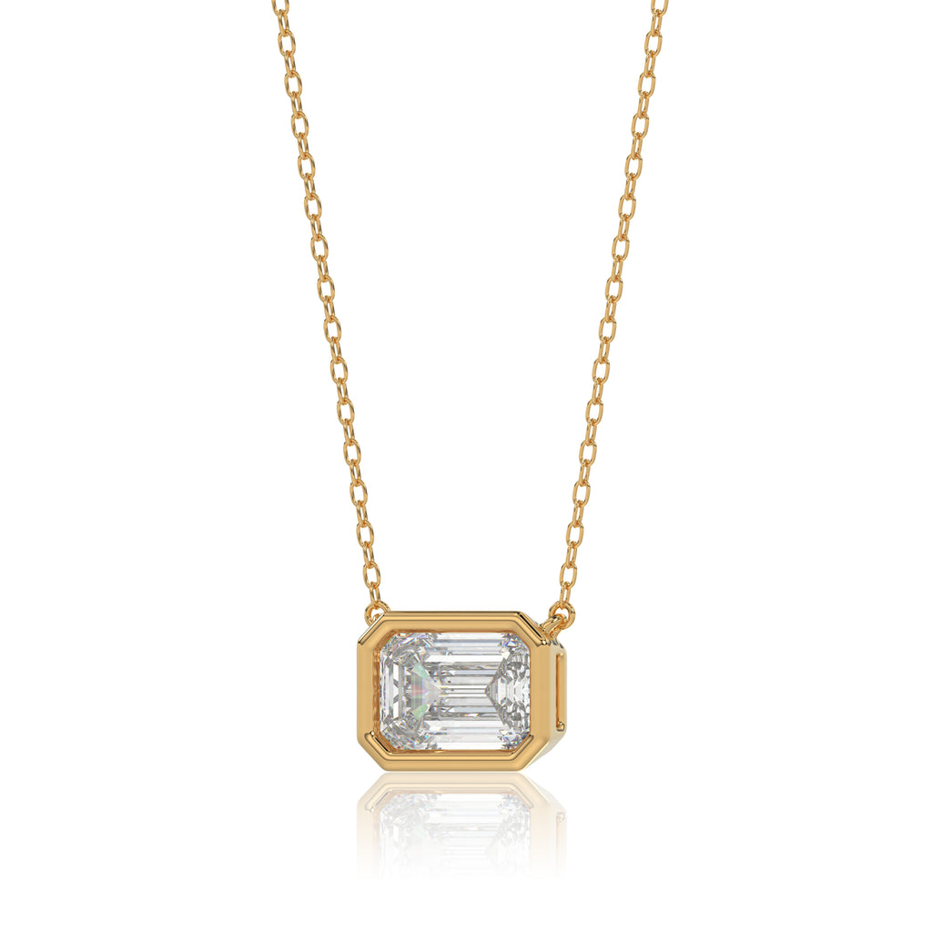 Emerald Bezel Diamond Necklace
