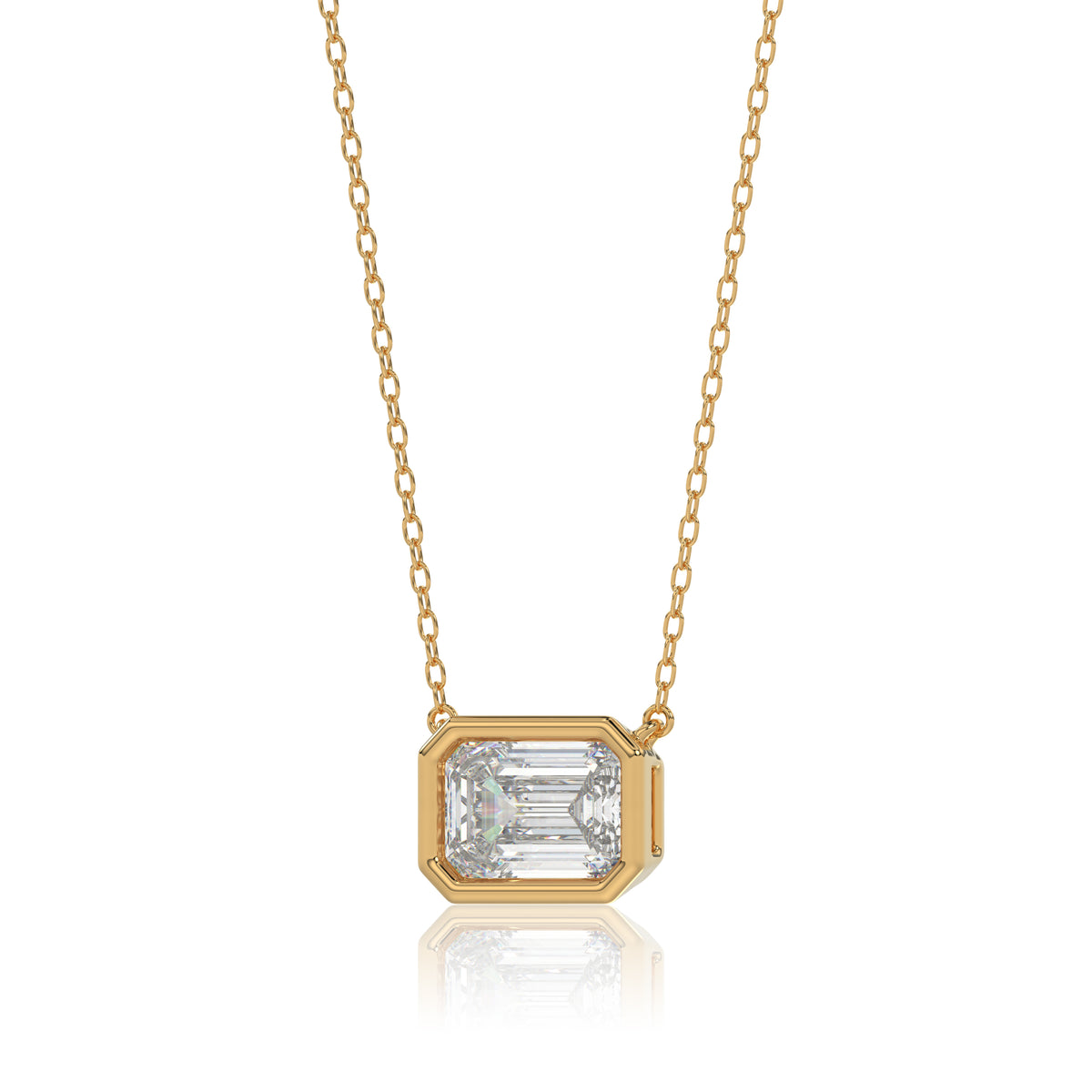 Emerald Bezel Diamond Necklace