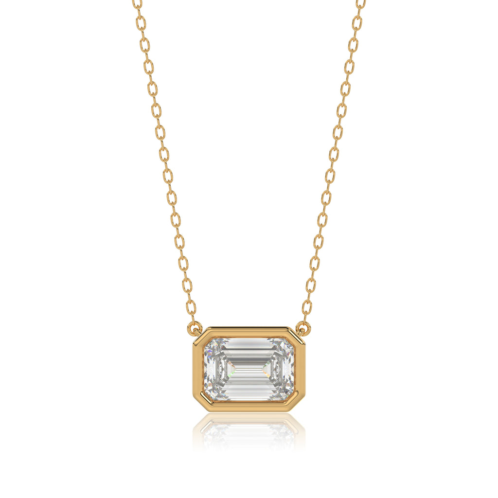 Emerald Bezel Diamond Necklace