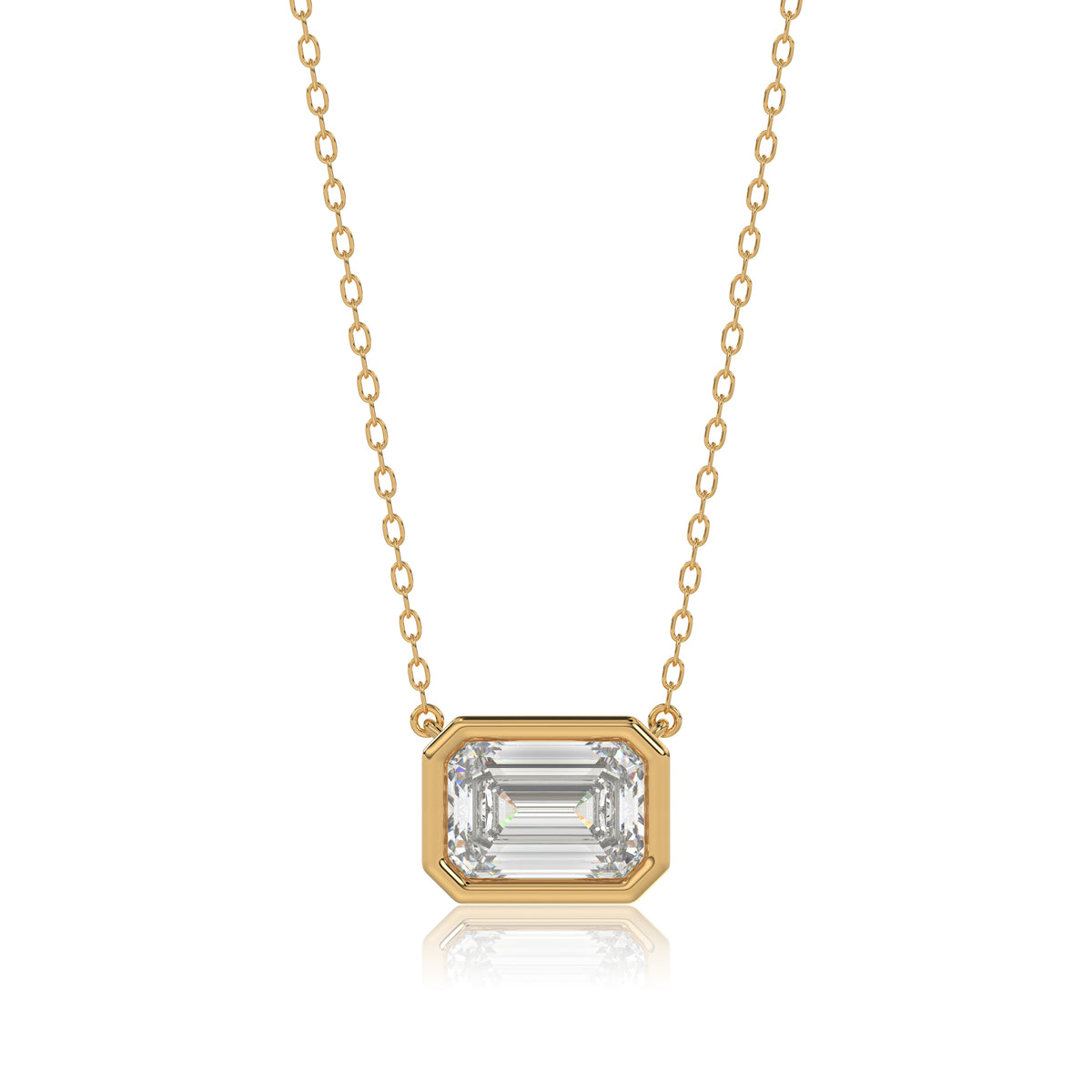 Emerald Bezel Diamond Necklace