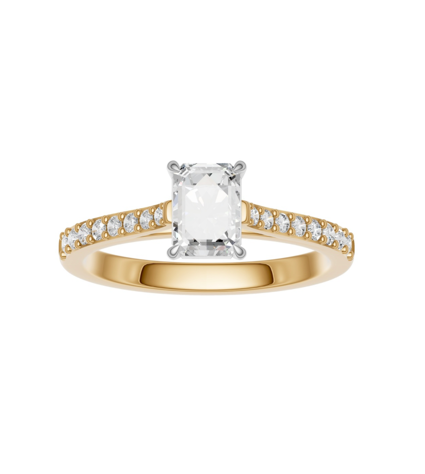 Emerald Diamond Shoulder Ring