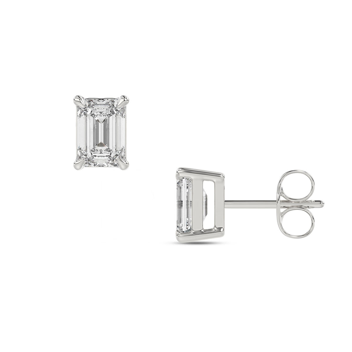 Emerald Diamond Stud Earrings