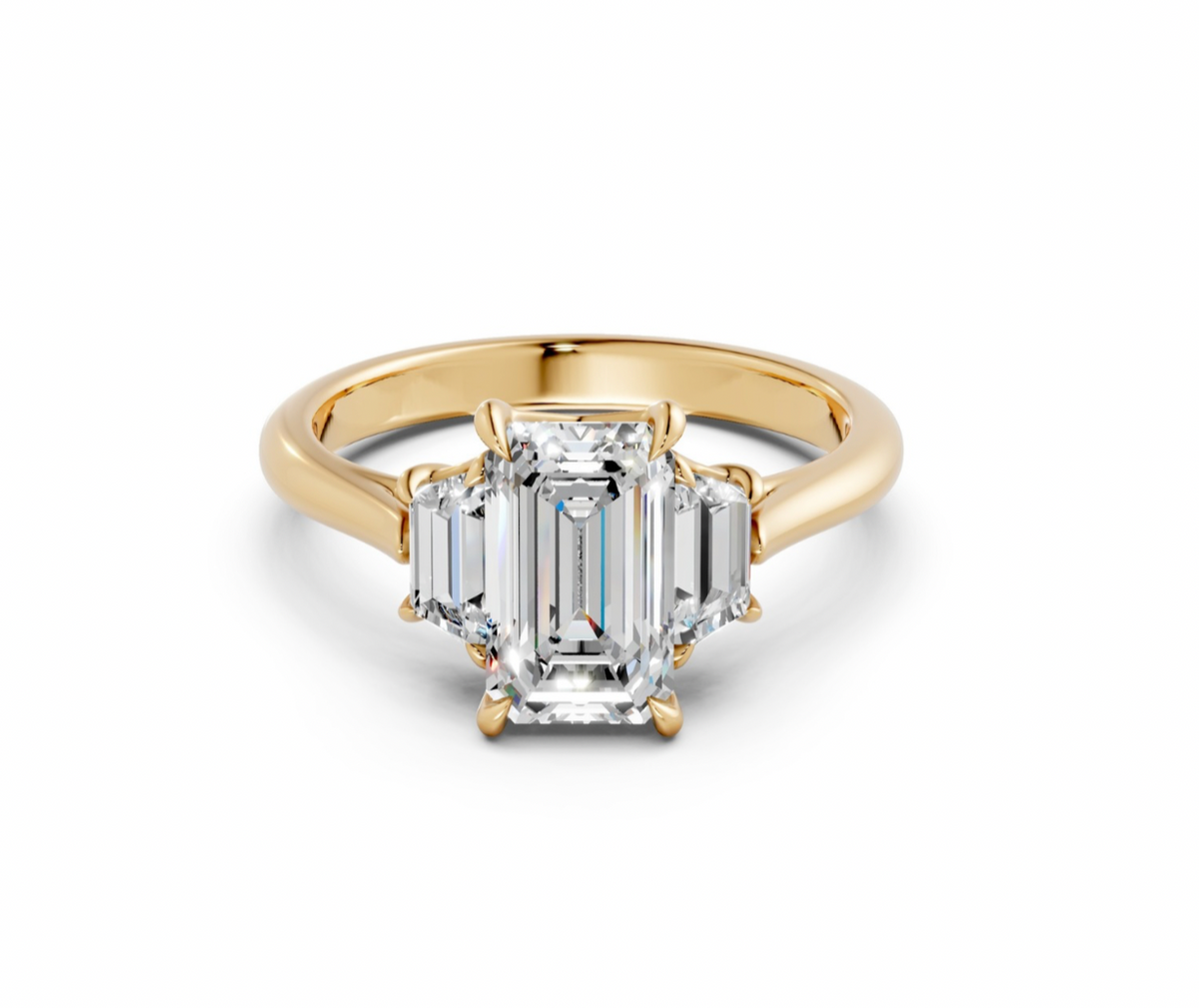 Emerald and Trapezoid Trilogy Ring