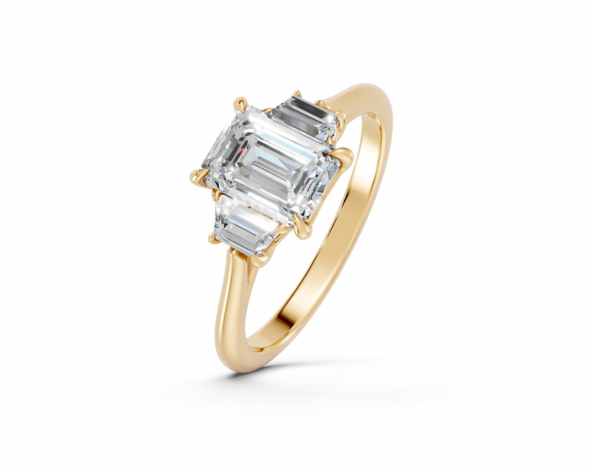 Emerald and Trapezoid Trilogy Ring