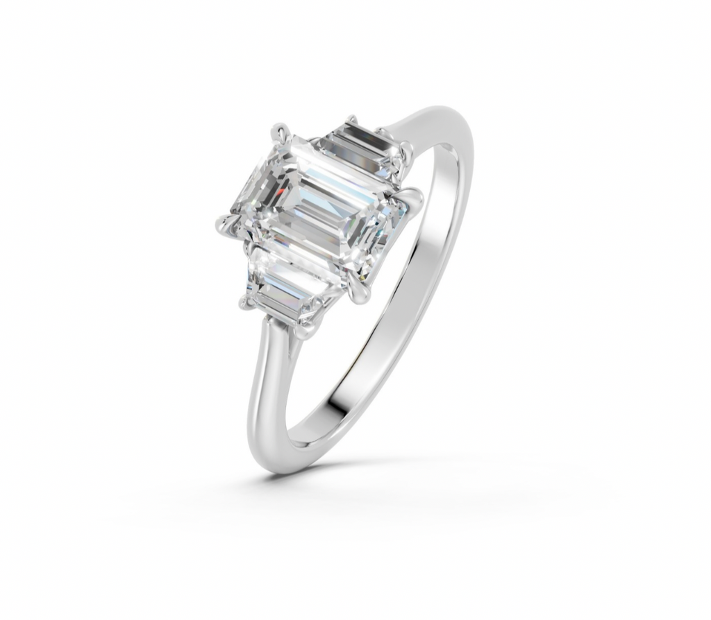 Emerald and Trapezoid Trilogy Ring