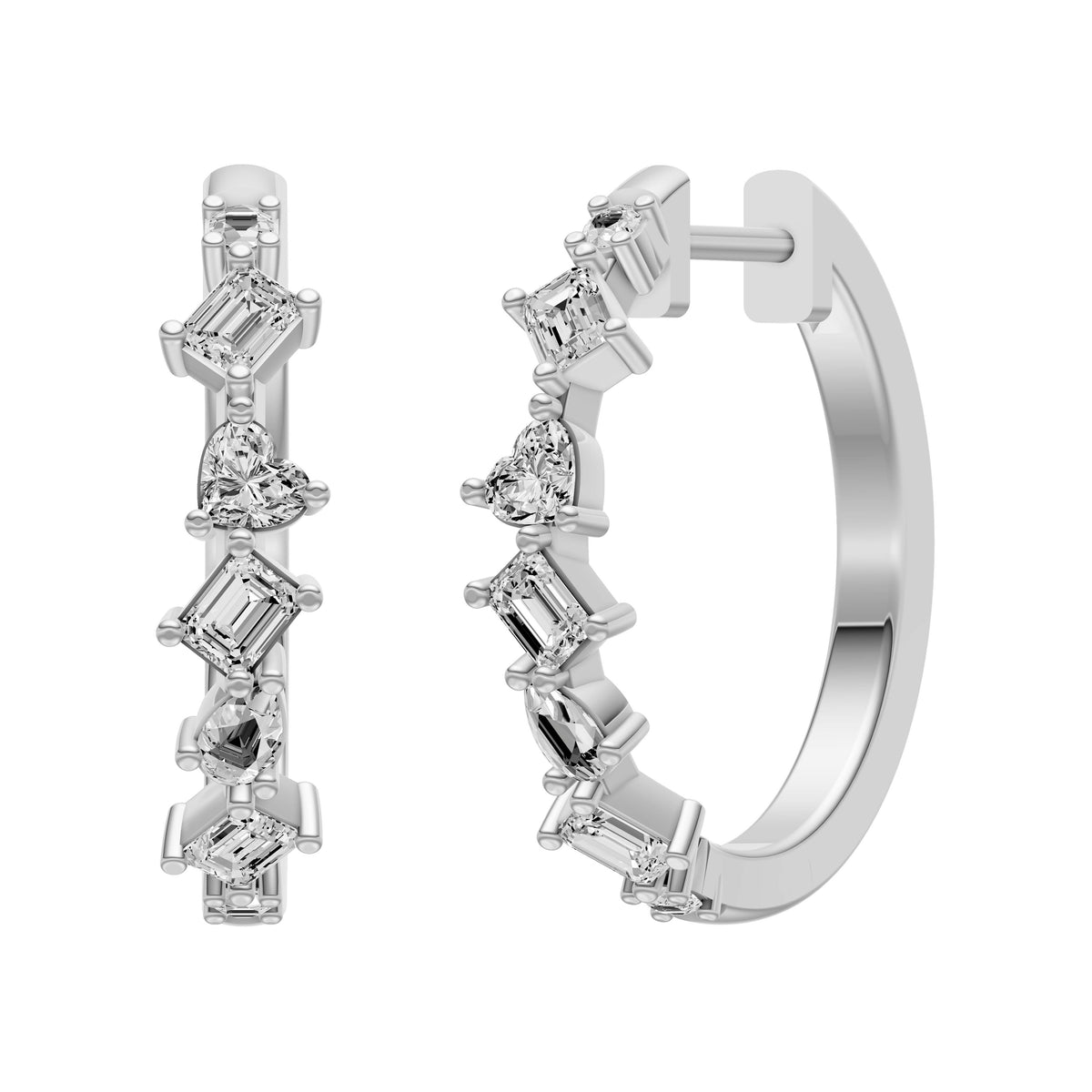 Fancy Shape Claw-Set Diamond Hoop Earrings