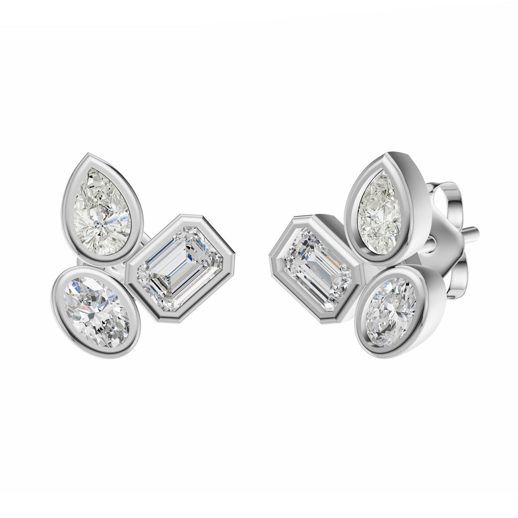 Fancy Shape Diamond Cluster Earrings