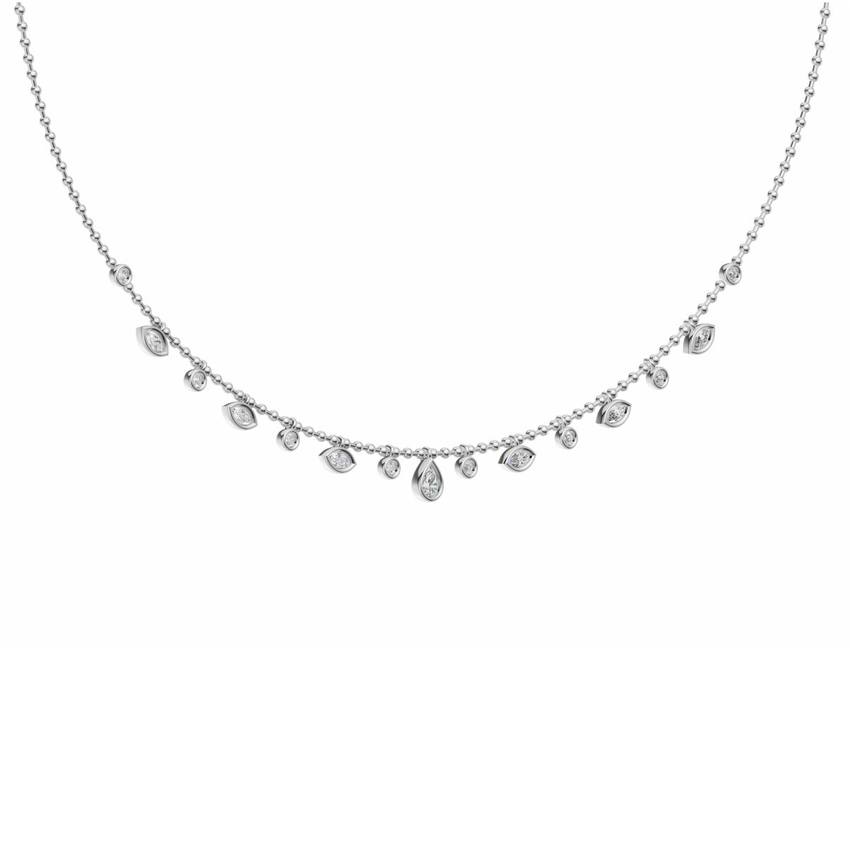 Fancy Shape Diamond Drop Necklace