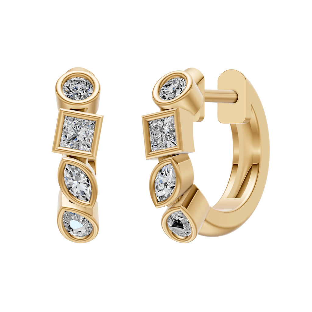 Fancy Shape Bezel Diamond Hoop Earrings