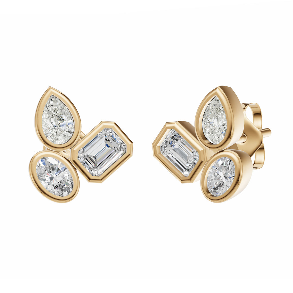Fancy Shape Diamond Cluster Earrings