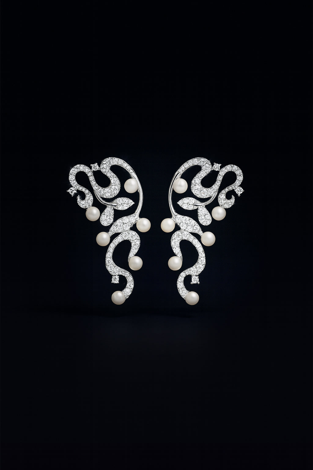 Flower Drop Earrings with Pearls
