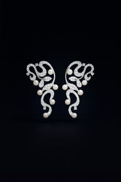 Flower Drop Earrings with Pearls