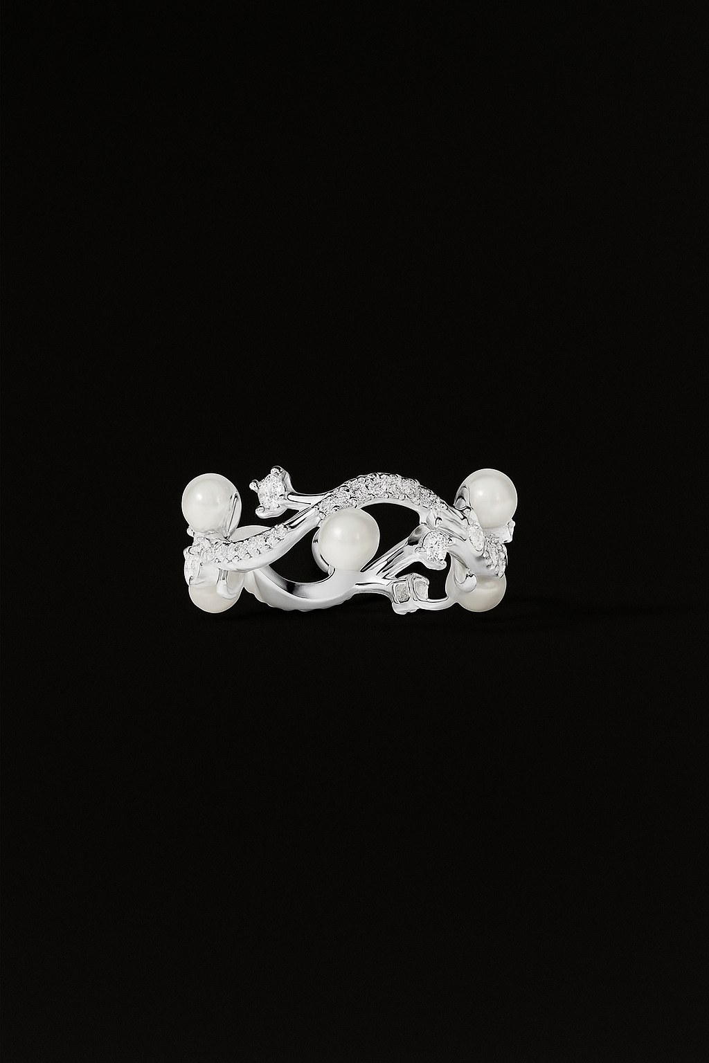 Flower Ring with Pearls