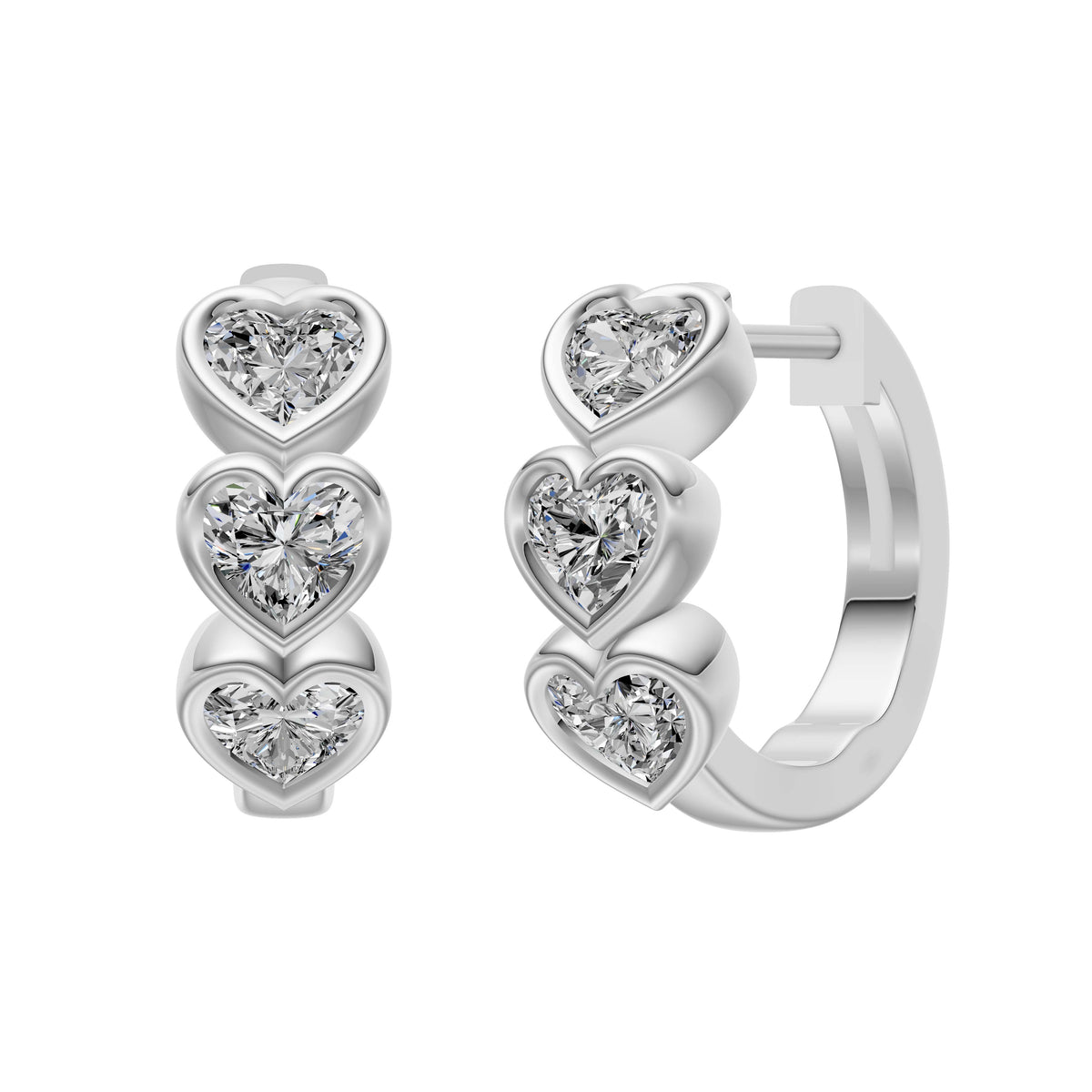 Heart Diamond Hoop Earrings