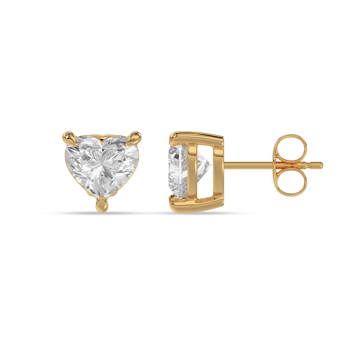 Heart Diamond Stud Earrings