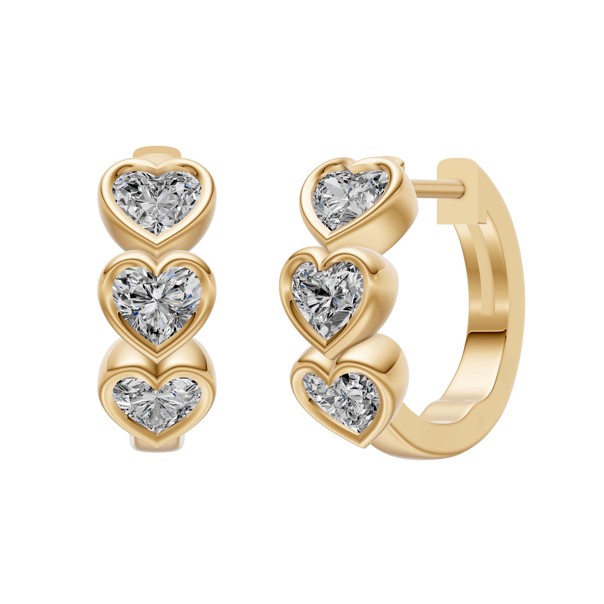Heart Diamond Hoop Earrings