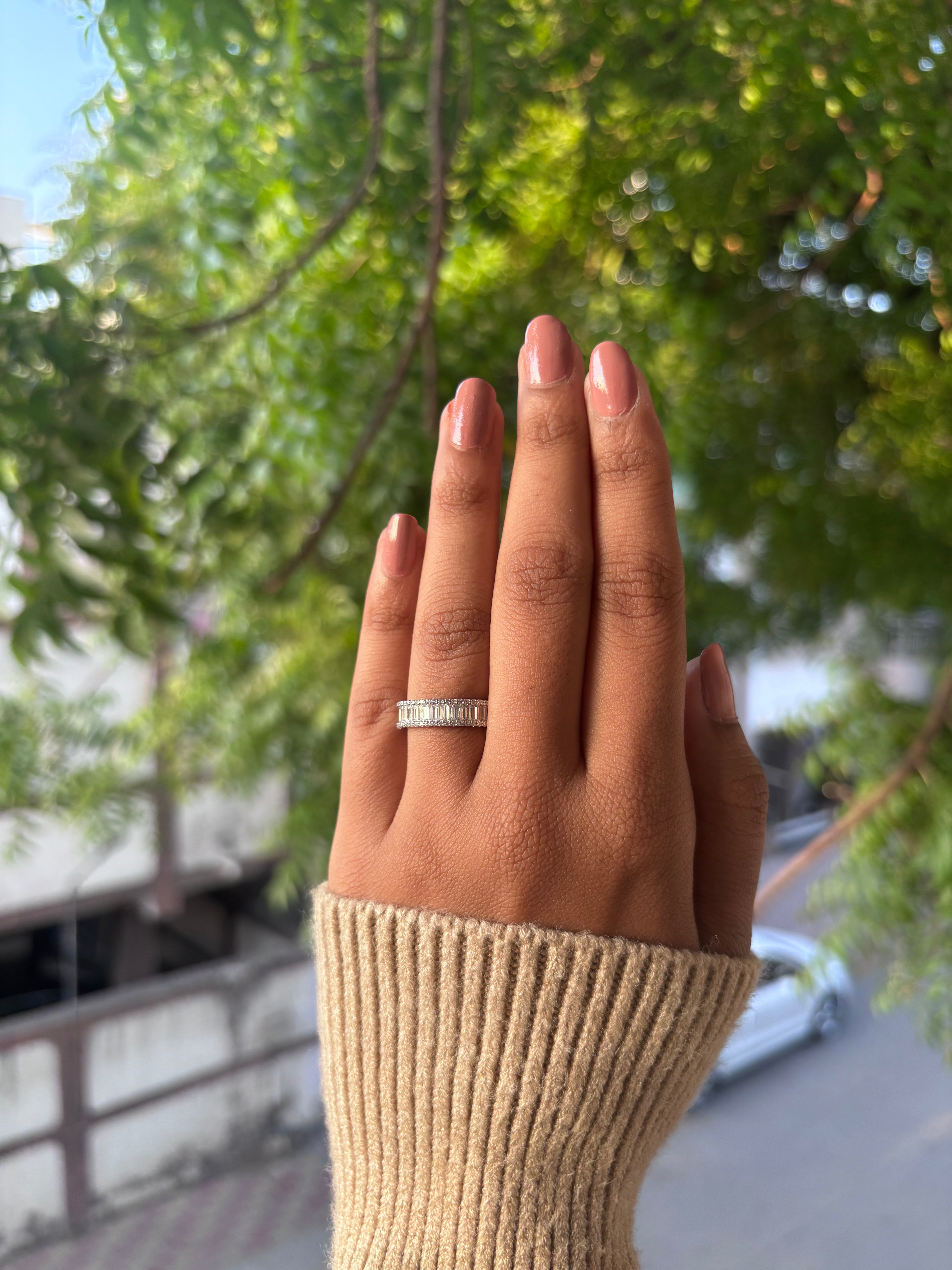 Triple Row Radiance – Baguette & Round Eternity Band